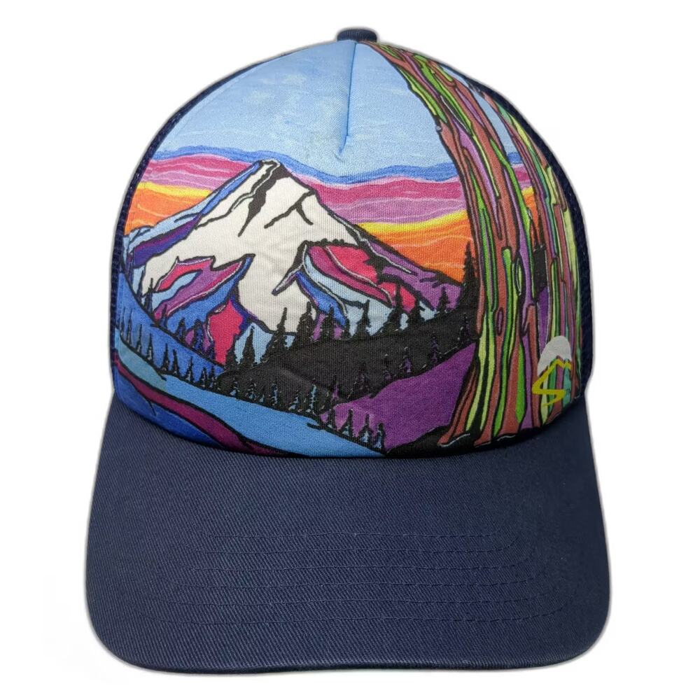 Sunday Afternoons Trucker Hat Blue One Size Snapback Artist Series Mountain